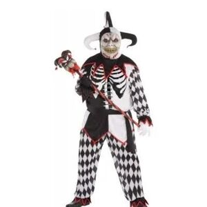 Kids Sinister Jester Halloween Costume Size Large